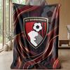 Bournemouth Football Print Flannel Blanket, Soft Warm Lightweight Throw Blanket for Sofa Bed Camping