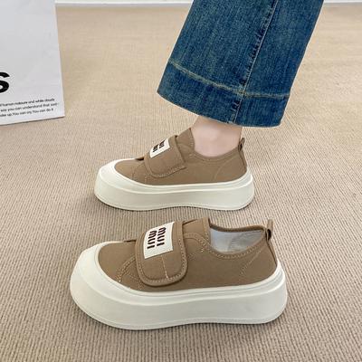 Модные классические парусиновые теннисные туфли CRLAYDK для женщин, низкие, повседневные кроссовки на платформе, женские, на липучке, модные, для ходьбы, мягкие лоферы
