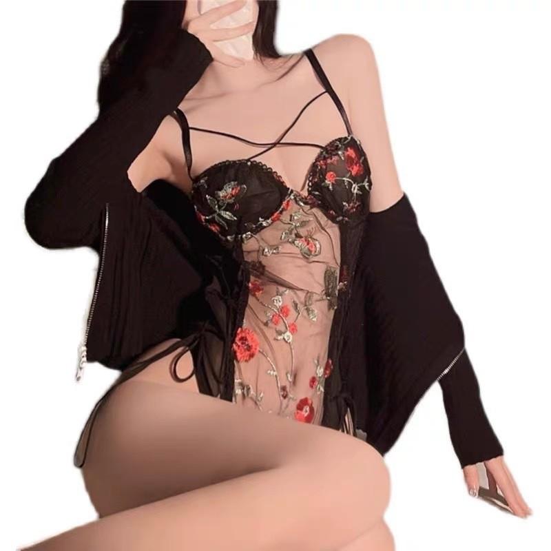 Sexy lingerie suspender lace sexy seduction confusing open onesie hot strap uniform embroidery uniform