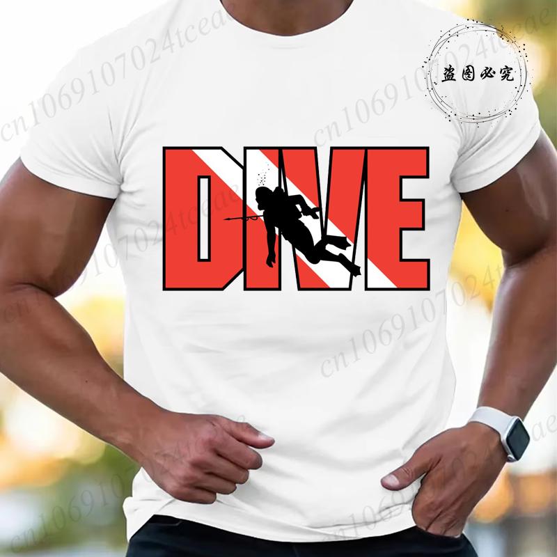 Новая модная футболка для мужчин, повседневная, с коротким рукавом, хип-хоп, уличная одежда, футболка с принтом SCUBA Dive, пуловер, мужская, женская, футболка, топы