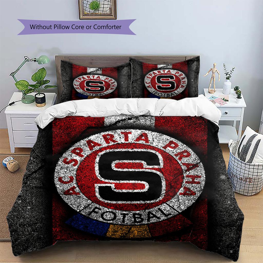 Sparta Prague football logo Pattern Bedding Home Decoration Birthday Gift (1 * duvet cover + 2 * pillowcase, without core)