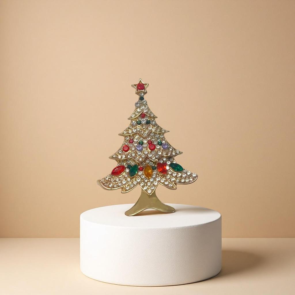 Элегантная брошь-булавка в виде рождественской елки из сплава и страз для женского костюма или пальто