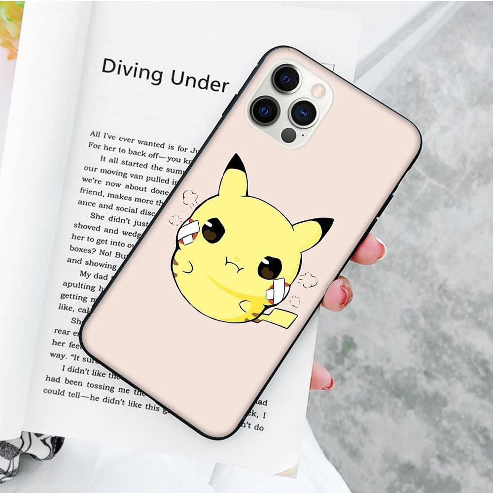 JP34 Pikachu Black Soft Case for Xiaomi Poco X6 X4 M5 M6 F5 F6 C65 C55 C50 C51 C40 Pro Redmi 14C A3X 13C 12C 11T 10A 9C Note 7 6 8A Plus