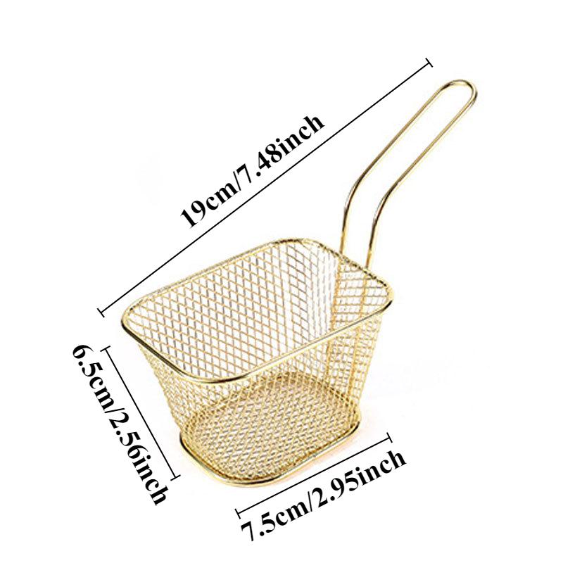 Квадратная мини-корзина для жарки, розово-золотая корзина для картошки фри, железная проволока, ресторан, жареная курица, корзина для жарки