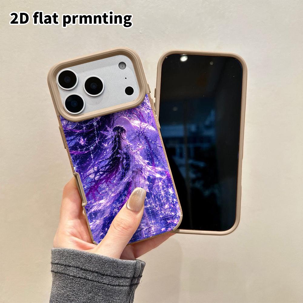 Phone Case: 2D flat lambskin suitable for iPhone 18, 17, 16, 15, 14, 13Pro protective case, amethyst galaxy, Christmas and Halloween gifts