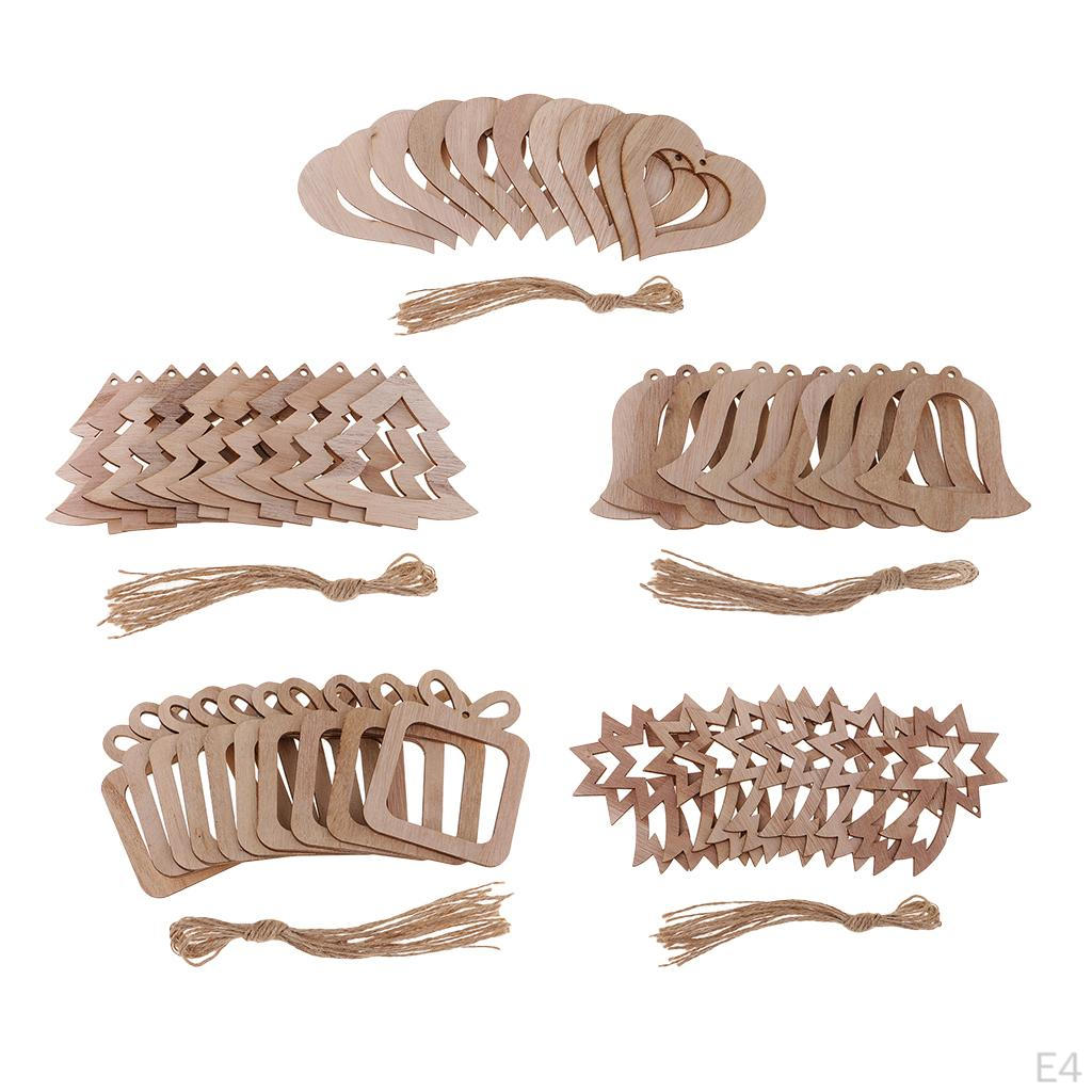 10 Pieces Wooden Hollow Wood Pendant Embellishment Craft Wedding - Heart 90x90mm