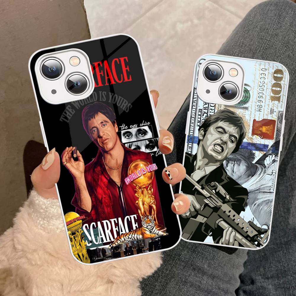 Scarface Phone Case For iPhone 14 13 12 Mini 11 Pro XS Max X XR 14 Plus Tempered Glass Cover