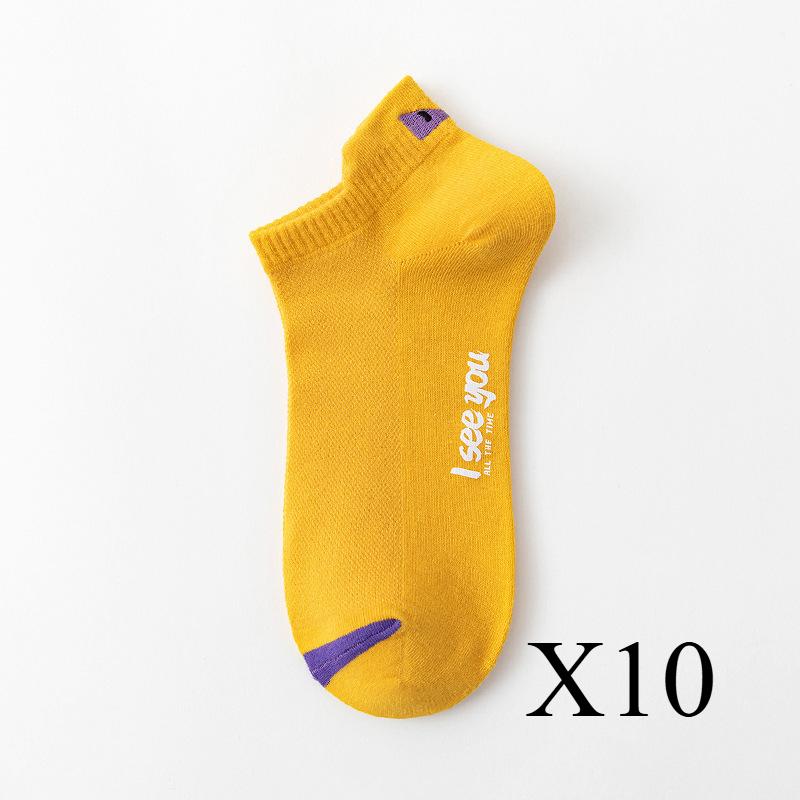 10 пар женских носков со смайликом, качественные дышащие хлопковые носки с низким верхом, повседневные спортивные, износостойкие, нескользящие, для улицы и всего сезона