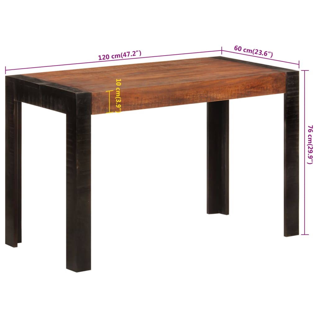 Dining Table Honey Brown 120 x 60 x 76 cm Solid Mango Wood