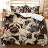 Cartoon Pug Cute Puppy Theme Golden Retriever Husky Pet Comfortable Duvet Quilt Cover Pillowcase Bedding Set Children Bedroom
