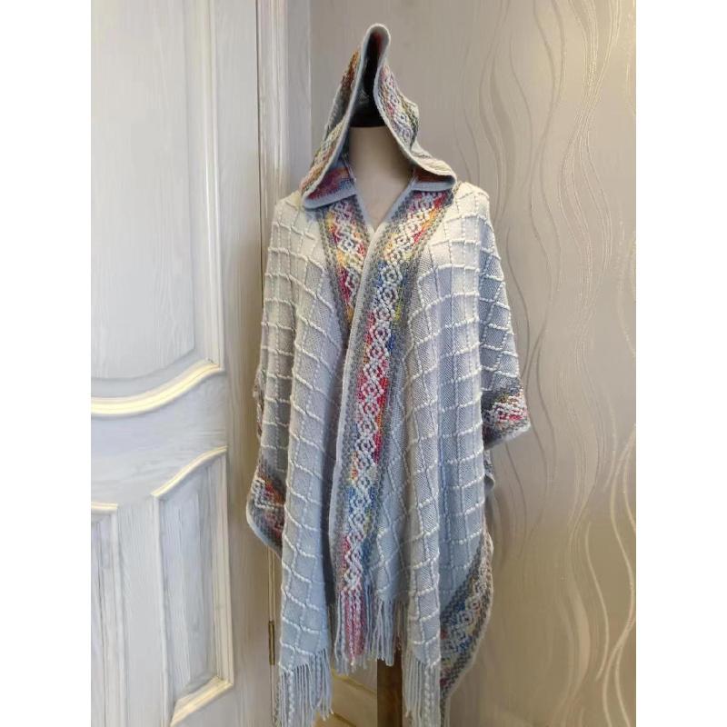 Новая дорожная вязаная шаль с капюшоном, универсальная, в западном стиле, национальная мода, многофункциональная, темпераментная женская шаль