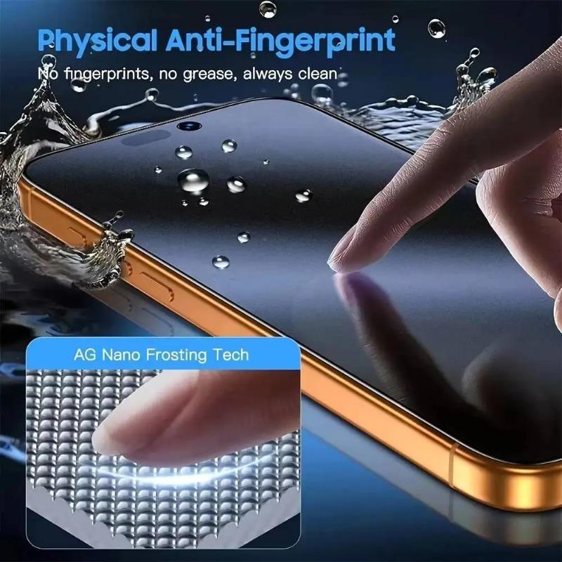 2 шт. Матовые керамические защитные пленки для экрана iPhone 16 15 14 13 12 11 17 Pro Max Air 7 8 Plus X XR XS SE. Мягкая антишпионская пленка.