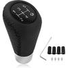 Car Gear Shift Knob With 4 Adaptive Parts,Leather 5 Speed Shift Knobs For Replacement Broken Shifter Knobs,Universal Non-Slip Manual Shift Knob Car