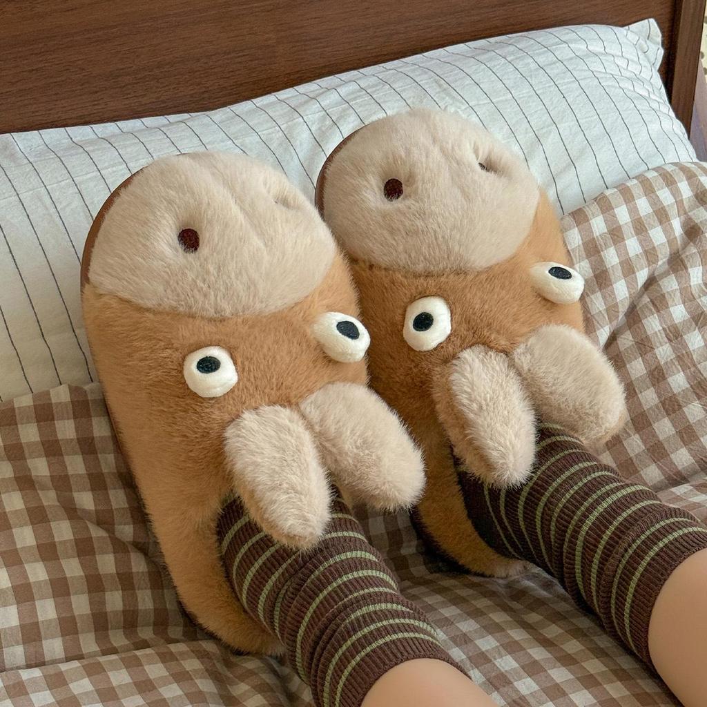 Зимние домашние хлопковые тапочки: Милый Пушистый Мультяшный Дизайн для Мужчин и Женщин