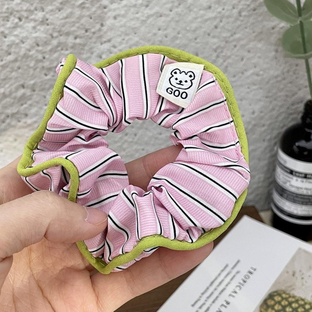 Candy Colors Stripe Hair Scrunchie Cream Striped Elastic Hair Bands  Hair Accessories