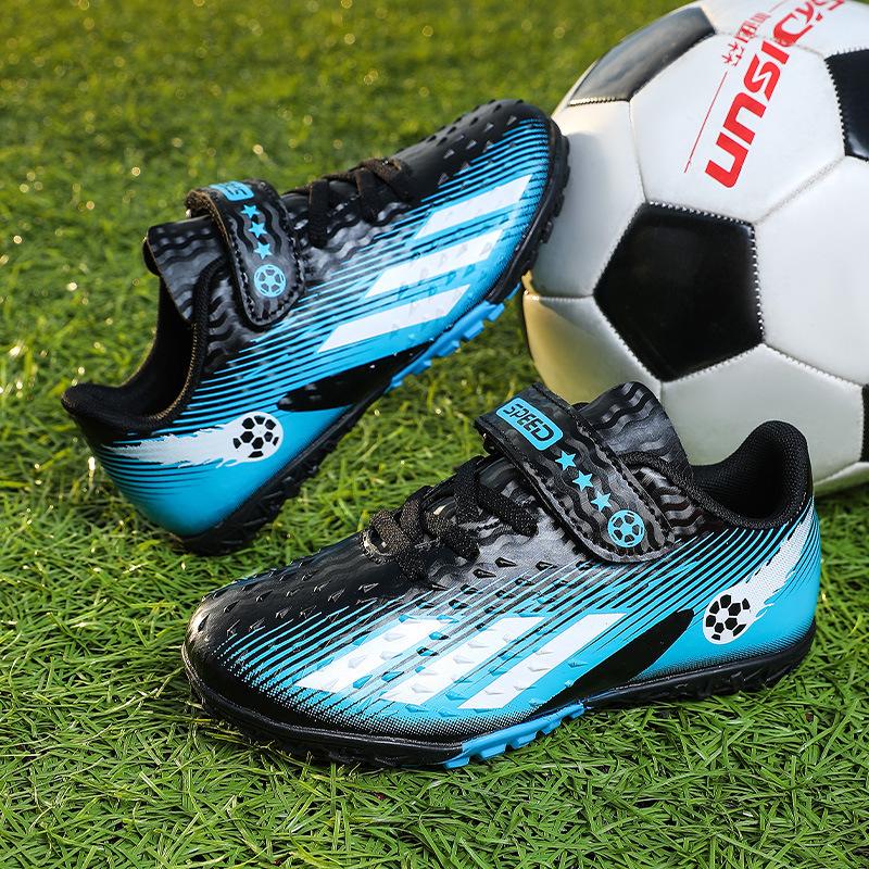 Детские футбольные бутсы для мальчиков и девочек, низкие, кожаная поверхность, шиповки, кроссовки для игры на искусственной траве, тренировочные кроссовки