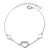 White CZ Heart Link Bracelet -925 Sterling Silver