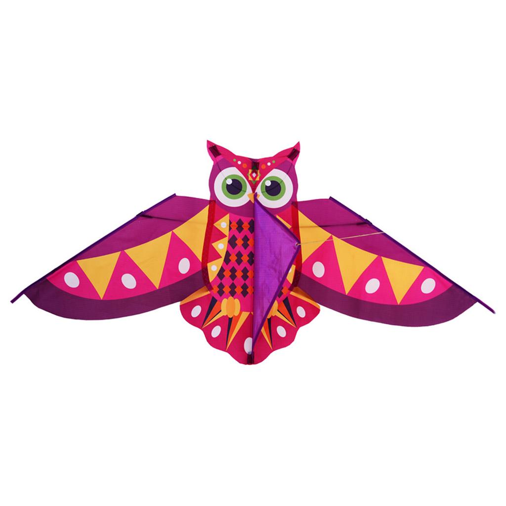 Durable Owl Kite For Kids Outdoor Activities Colorful Long Tail Design High Wind Resistance Fiberglass Frame Easy Assembly Foldable Travel Toy
