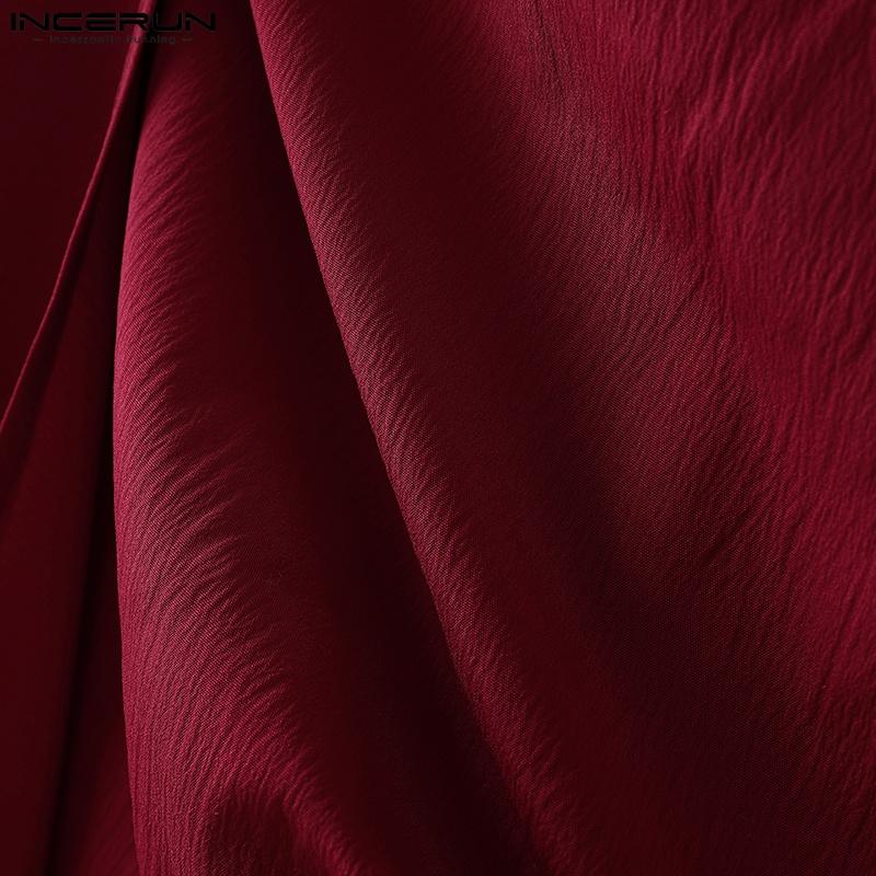 INCERUN Мужские повседневные длинные шаровары с высокой эластичной талией и оборками