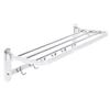 Stainless Steel Foldable Towel Rack Multifunctional WallMounted Bathroom Shelf with Hook