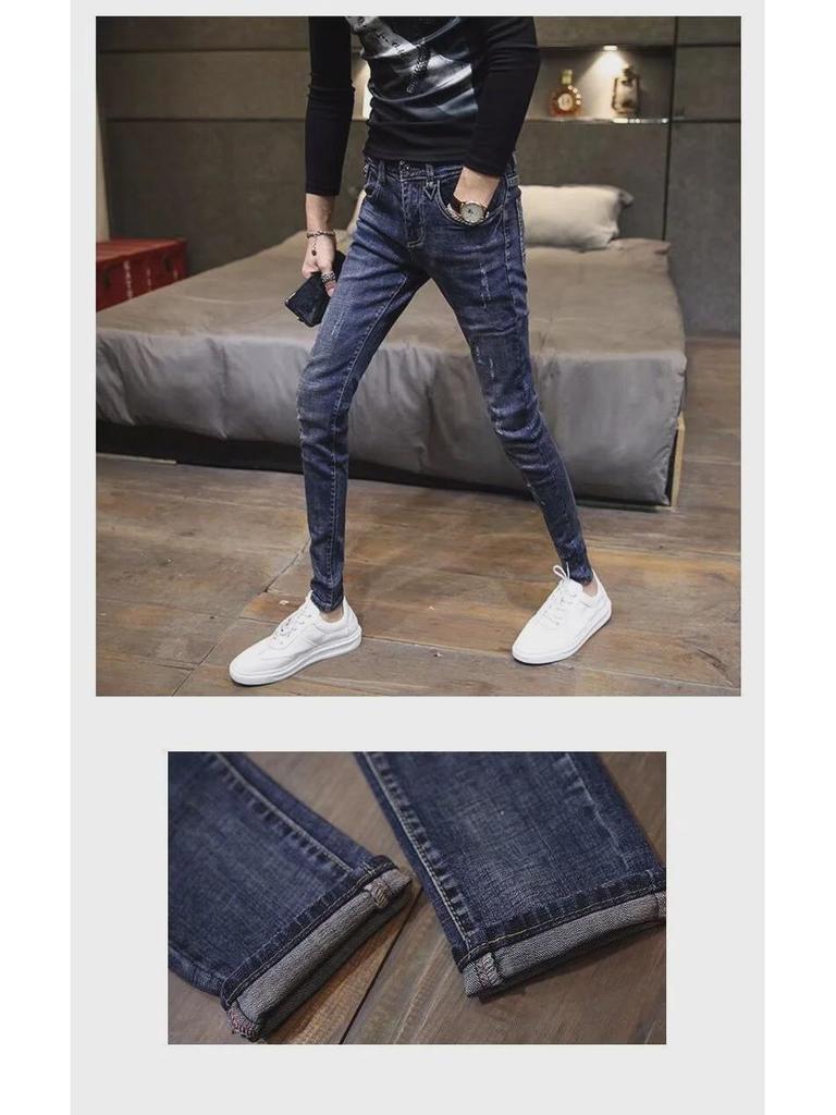 Мужские модные облегающие джинсы-стрейч - повседневный стиль осень/зима