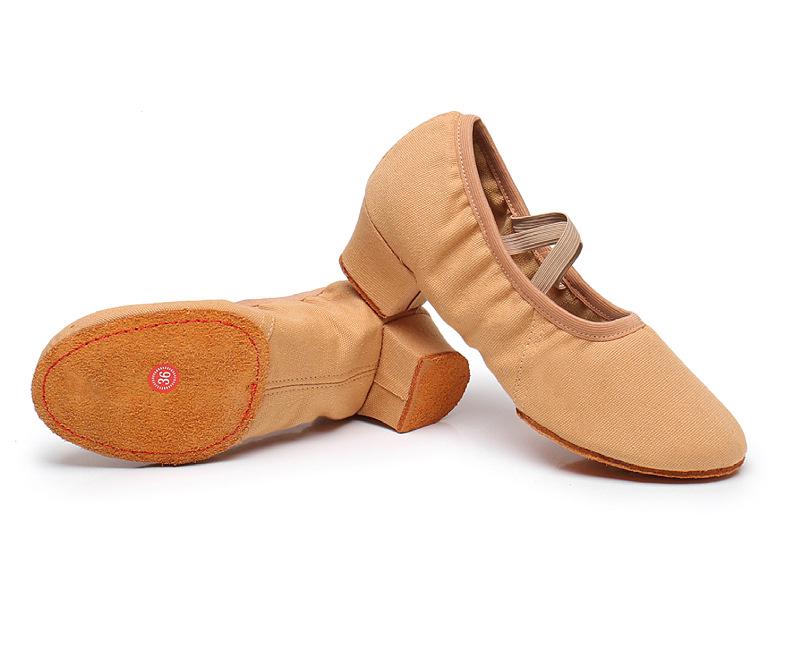 Женские танцевальные туфли без шнурков на каблуке - Мягкая подошва для балета, йоги, танца живота, для взрослых, для преподавателей и практики.