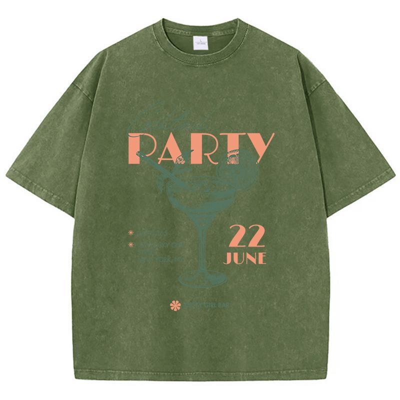 Cocktail Made With Orange Juice Printed Washed TShirt Women Cotton Tops Street Distressed ONeck T Shirt Summer Woman Clothes