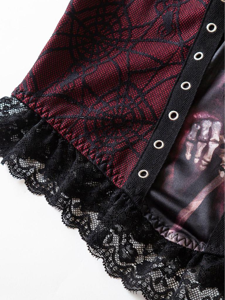 Темный готический принт Бога Смерти, кружевной лоскутный камзол - Быстрая доставка, горячий кроп-топ для девушки