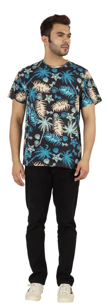 Inkmeso Printed Casual Short Sleeve T-shirt For Men  S Holiday Beach Wear Tee Cotton Jersey Tropical