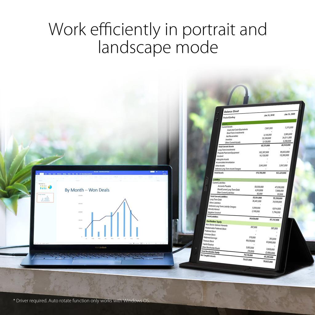 Asus ZenScreen MB166C Portable USB Monitor Full USB Blue Light [AU Version] - 15.6 Inch, HD, IPS, Type-C, Flicker-Free, Filter, Anti-Glare Surface.