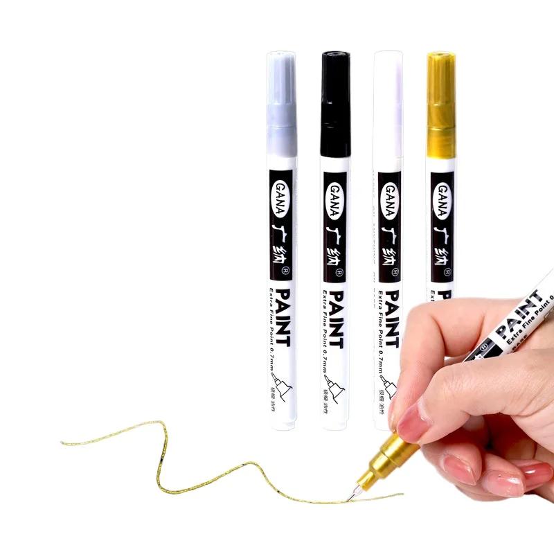 1 Pc 0.7mm Waterproof Paint Markers Automotive Metal Wood Writing Fabric DIY Paint Oil Based White Black Permanent Paint Markers