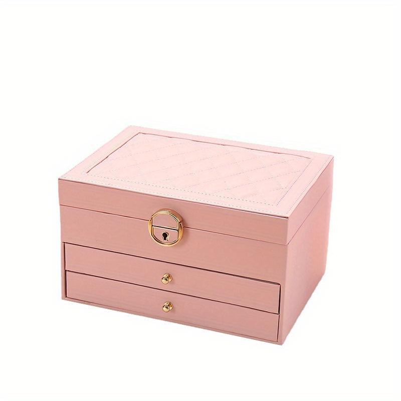 3-layer Drawer Type Jewelry Storage Box, Desktop Lockable Finishing Storage Container For Jewelry Earrings Rings Necklaces Bracelets Pendants