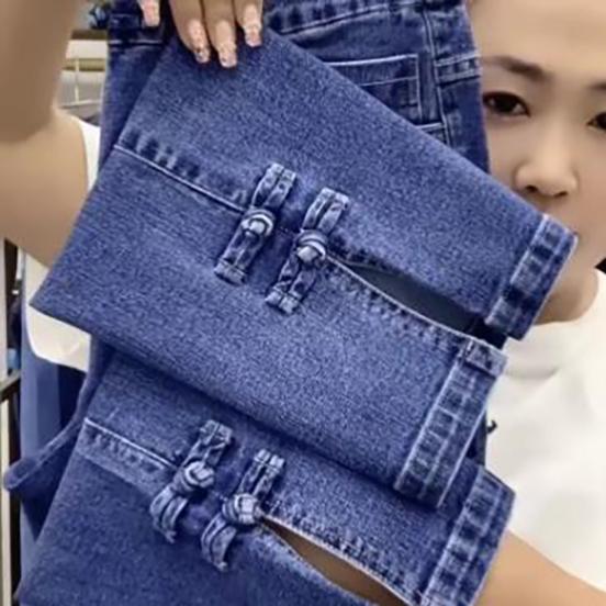 Весна Осень Высокая эластичность Женские джинсы Корейские свободные прямые ковбойские брюки длиной до щиколотки Женские удлиняющие джинсовые брюки для леди