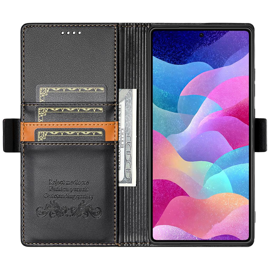 N.BEKUS P3 For Samsung Galaxy S25 Ultra Case RFID Blocking Wallet Stand PU Leather Flip Phone Cover
