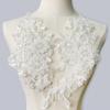 1 Pair White Lace Beads Embroidery Patch DIY Knitting Floral Flower Clothing Patches Applique Decoration