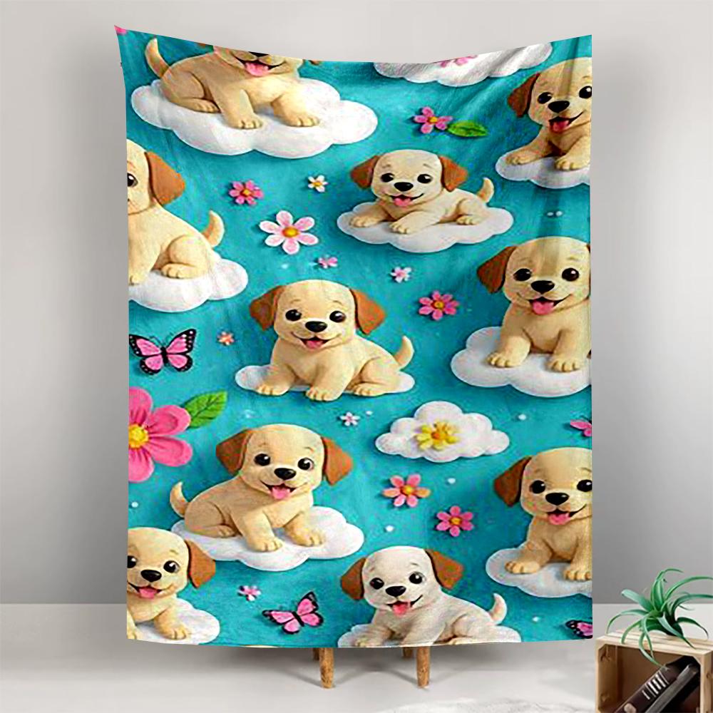 Cute Cartoon Puppies on Clouds Patterned tapestry for bedroom and living room home decor
