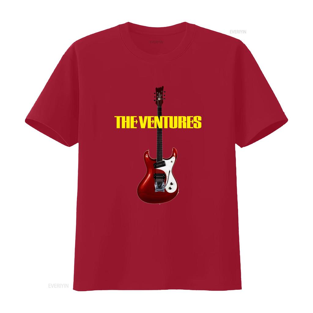 Винтажная Ретро The Ventures Рок-группа Принт Электрогитара Повседневная Футболка винтажная Стиранная Дышащая одежда от графического дизайнера
