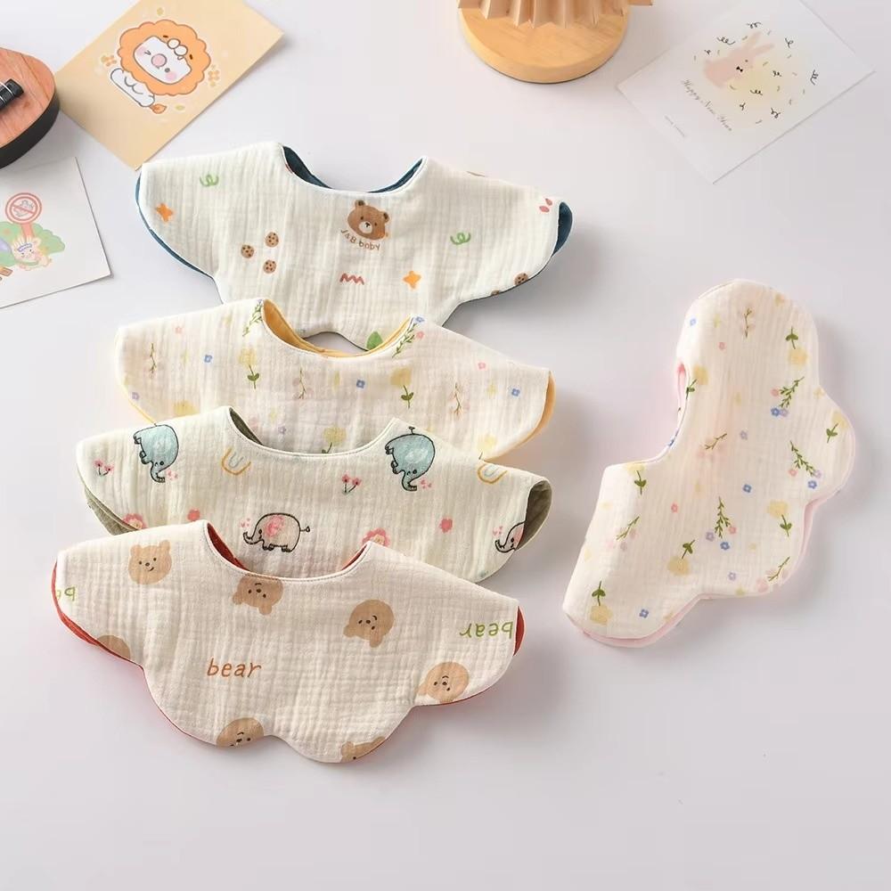Pure Cotton Gauze Baby Feeding Bib Breathable Petal Bib Cute Drool Bib  For Kids