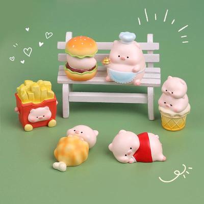 Мини-кукла Cute Pig - Girly Pig Hamburger Restaurant Украшение для рабочего стола
