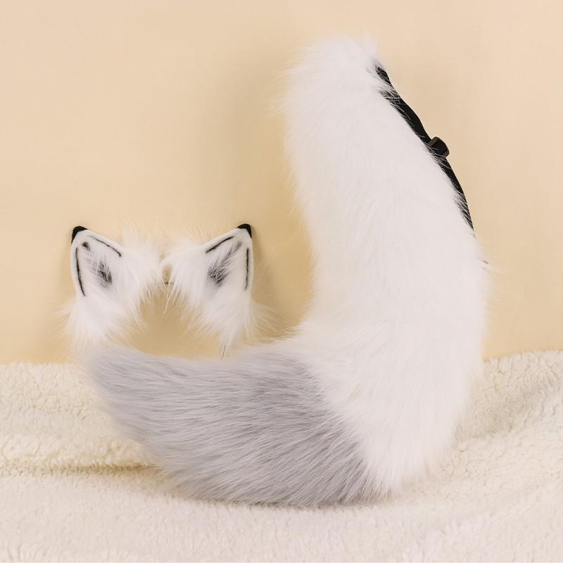 Handmade Furry Wolf Tail Ear Set Cosplay Costume Party Halloween Prop Unisex