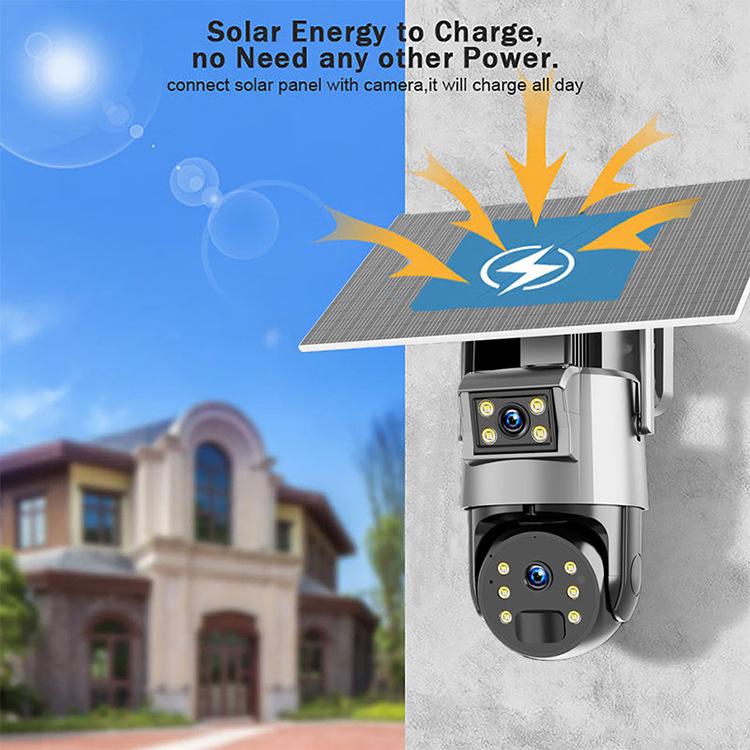 Dual-Lens Solar HD 4G Surveillance Camera with Full-Color Night Vision