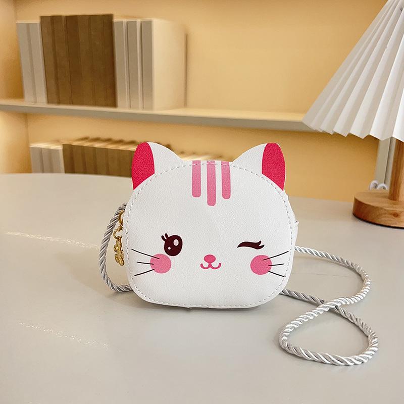 Cute Cartoon Kitten Color Block Kids' Crossbody Coin Purse and Shoulder Bag