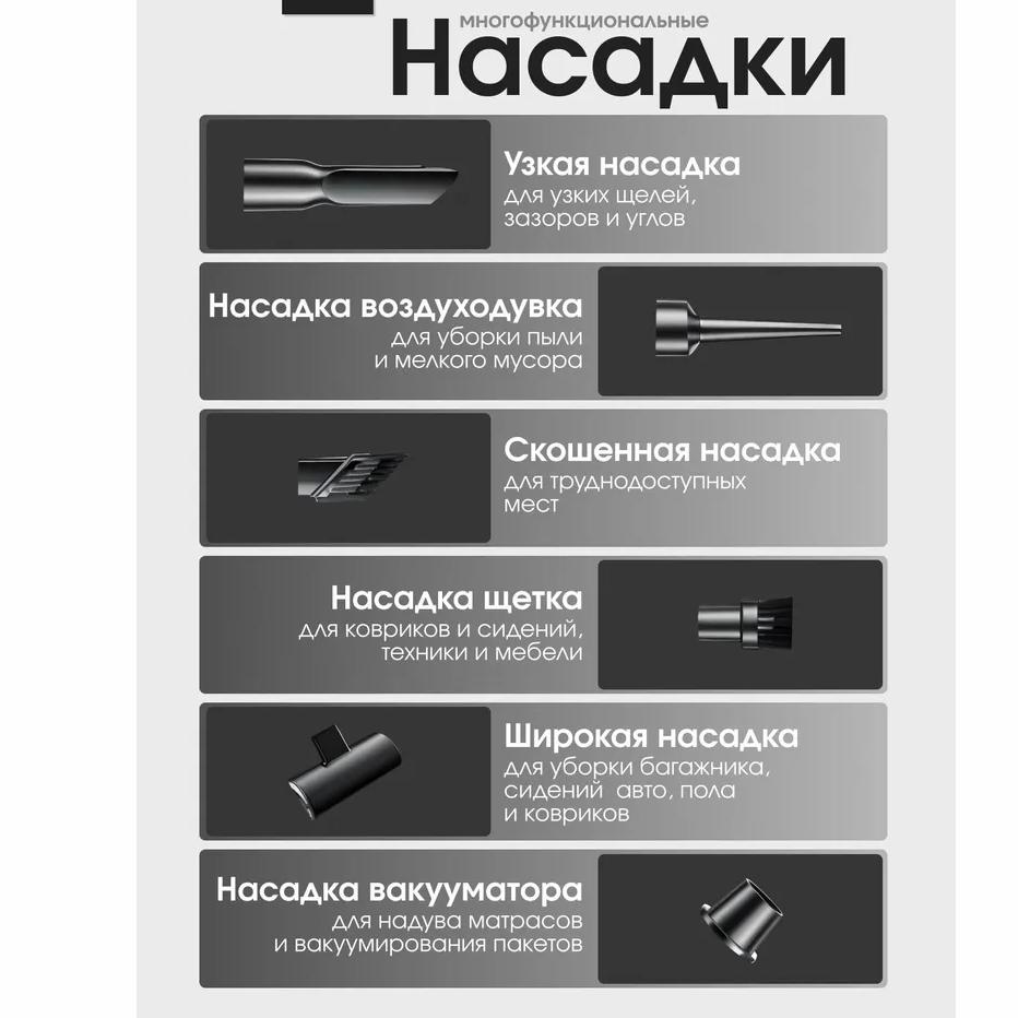 Беспроводной мощный автомобильный пылесос