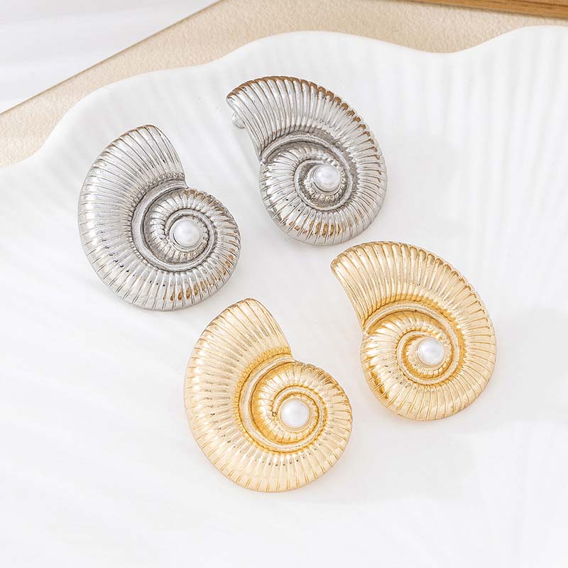 Панк Металлические Серьги-пусеты в форме спиральной улитки для женщин Винтажные Золотистого цвета Необычные Массивные Пирсинг Серьги Циркон Подарок 2025