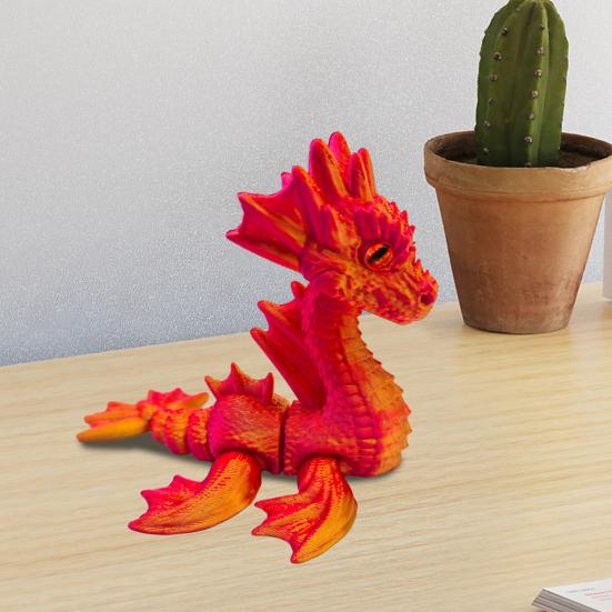 3D Printed Sea Dragon Figurine Movable Joints Dragon Figure Mini Articulated Dragon Model Fidget Toy Desktop Decoration Ornament