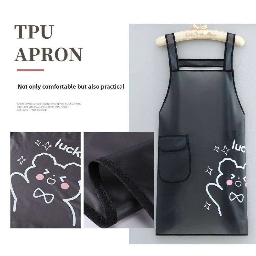Transparent Waterproof TPU Apron Dirt-Proof Oil Resistant Apron Cartoon Cleaning Aprons Home Use