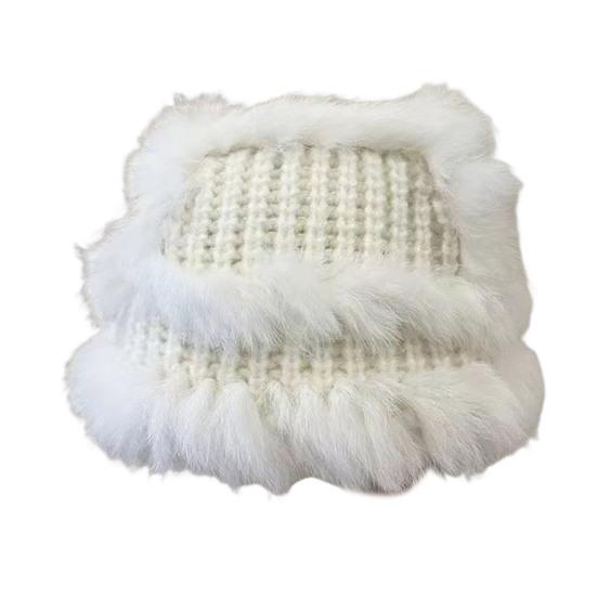Women Fisherman Hat Imitation Rabbit Fur Decor Autumn Winter Windproof Warm Dome Soft Knitting Basin