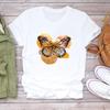 (Азиатский размер) Женская женская футболка с принтом, верхняя одежда, стильная трендовая повседневная футболка с короткими рукавами и бабочкой, женская футболка с графическим рисунком