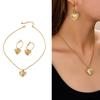 Fashion Heart Pendant Necklace and Earrings Set with Sparkling Rhinestones Alloy Texture Present for Fashion Women