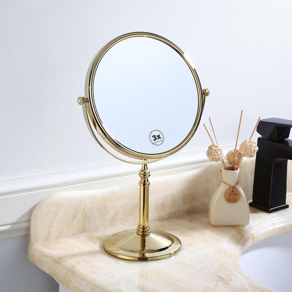 Black Double-Sided Standing Quartz Makeup Mirror for Dressing Table